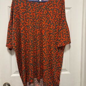 LuLaRoe Red and Green Floral Top